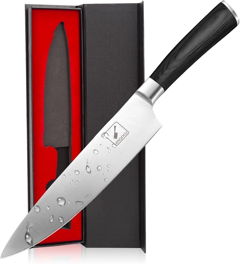 imarku Chef Knife - Pro Kitchen Knife 8 Inch Chef's Knives Japanese SUS440A Stainless Steel Sharp Paring Knife with Ergonomic Handle, Black Handle, Valentine's Gifts - Image 1