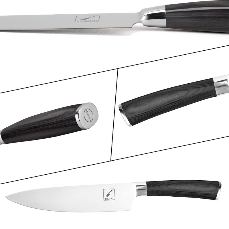 imarku Chef Knife - Pro Kitchen Knife 8 Inch Chef's Knives Japanese SUS440A Stainless Steel Sharp Paring Knife with Ergonomic Handle, Black Handle, Valentine's Gifts - Image 5