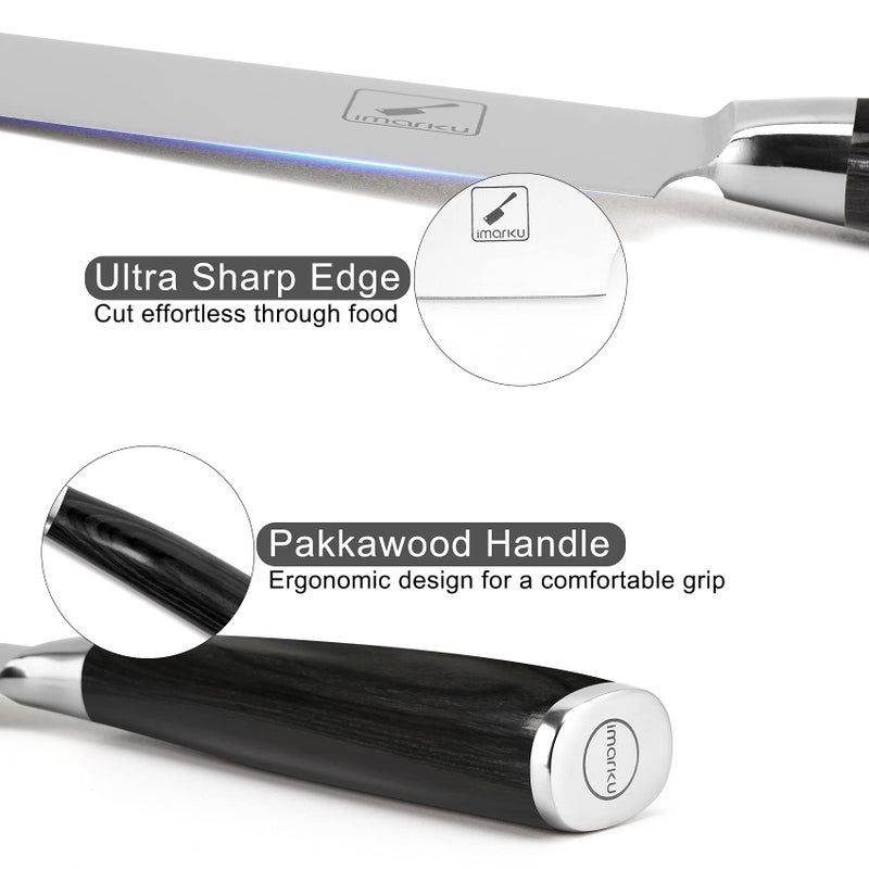 imarku Chef Knife - Pro Kitchen Knife 8 Inch Chef's Knives Japanese SUS440A Stainless Steel Sharp Paring Knife with Ergonomic Handle, Black Handle, Valentine's Gifts - Image 3