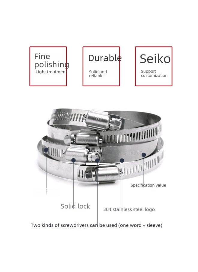 Generic - Direct 201 Stainless Steel American Hose Clamp 304 Stainless Steel Water Pipe Clamp Security Hoop Pipe Clamp-Specifications And Models:155-178(304 All Steel) 12mm - Image 1