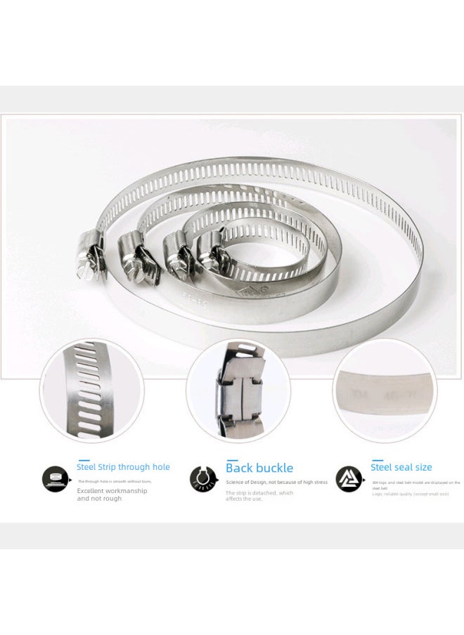 Generic - Direct 201 Stainless Steel American Hose Clamp 304 Stainless Steel Water Pipe Clamp Security Hoop Pipe Clamp-Specifications And Models:155-178(304 All Steel) 12mm - Image 1
