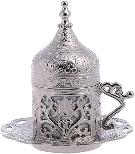 Alisveristime 1 Pc Turkish Greek Arabic Coffee Espresso Cup Saucer Lale Silver - Image 1