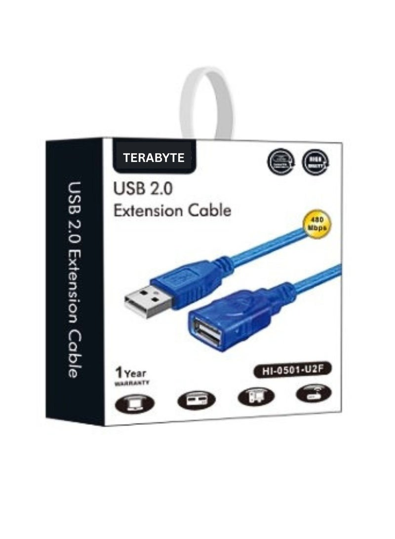 Terabyte USB 2.0 A-F CABLE BLUE 5M - Image 1