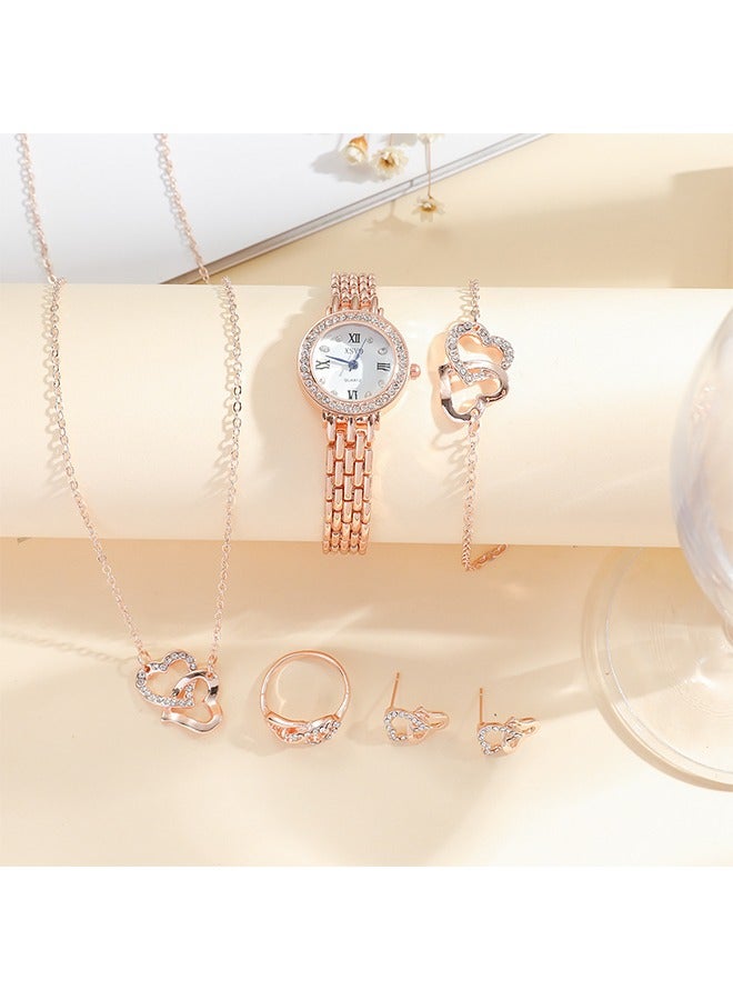 XSVO 5 in 1 Women's Necklace,Watch,Bracelet,Ring,Earring Gift Set,Quartz Watch,Women Watch Business Gifts Unique Wristwatch,Holiday Gifts,Birthday Gift  - Image 4
