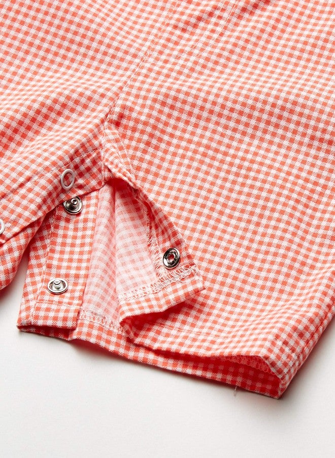 MUNKI MUNKI Kid's Gingham Overalls Pants, Red & White, 18/24M - Image 4