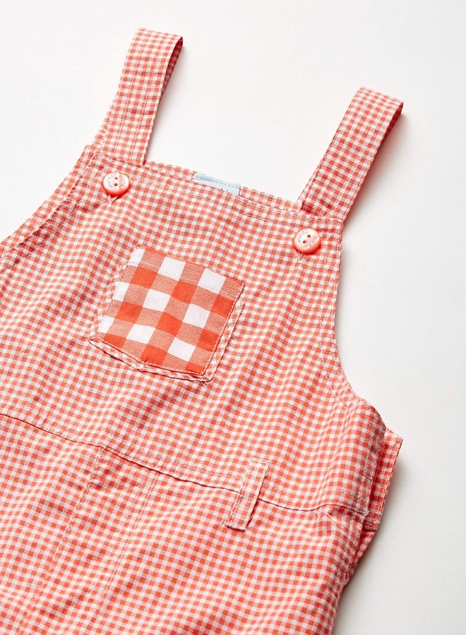 MUNKI MUNKI Kid's Gingham Overalls Pants, Red & White, 18/24M - Image 3