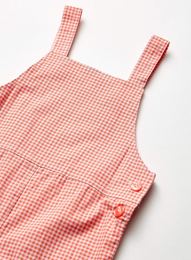 MUNKI MUNKI Kid's Gingham Overalls Pants, Red & White, 18/24M - Image 2