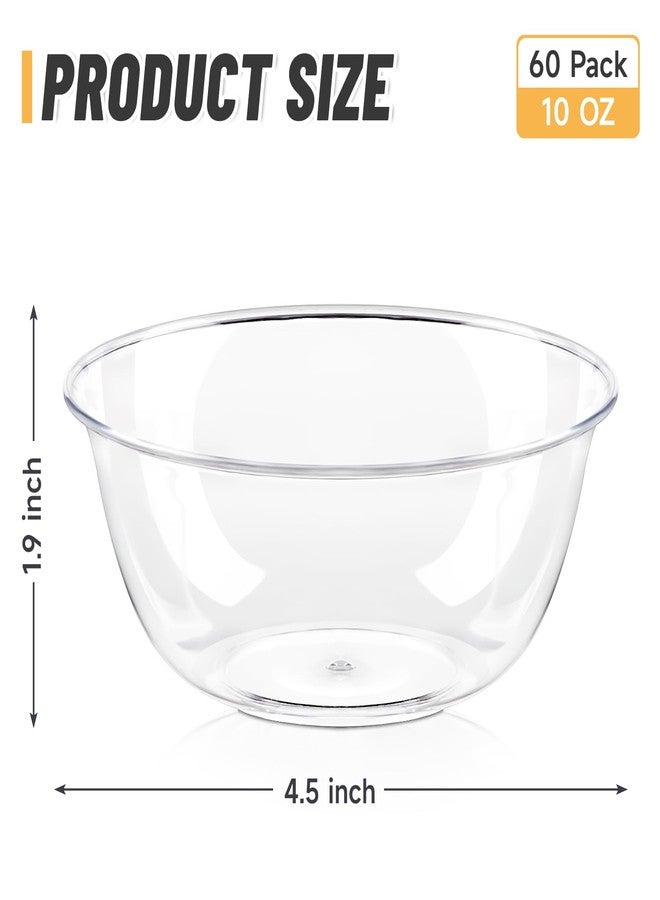 Qeirudu 10 oz Small Clear Plastic Bowls, 60 Pack Disposable Hard Plastic Party Serving Bowls for Salads, Ice Creams, Fruit, Desserts, Parfaits, Snacks - Image 2