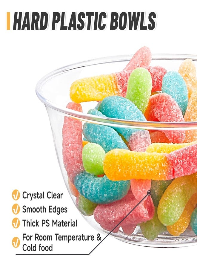 Qeirudu 10 oz Small Clear Plastic Bowls, 60 Pack Disposable Hard Plastic Party Serving Bowls for Salads, Ice Creams, Fruit, Desserts, Parfaits, Snacks - Image 3