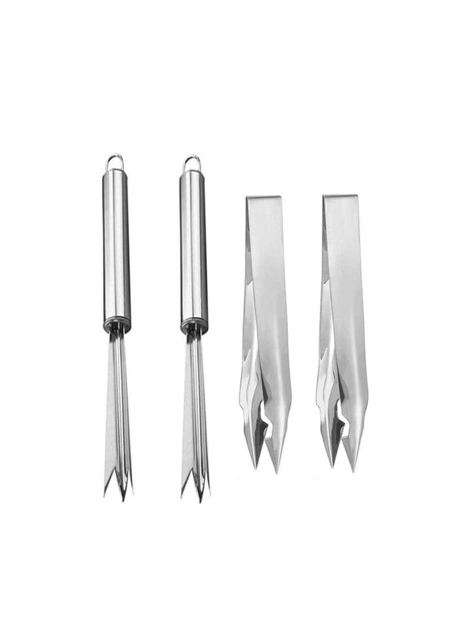 Jilukibo 4Pack Pineapple Eye Peeler Remover Tool, Stainless Steel V Shape Pineapple Eye Cutter Removing Fork, Pineapple Eye Clip Kitchen Tools - Image 1