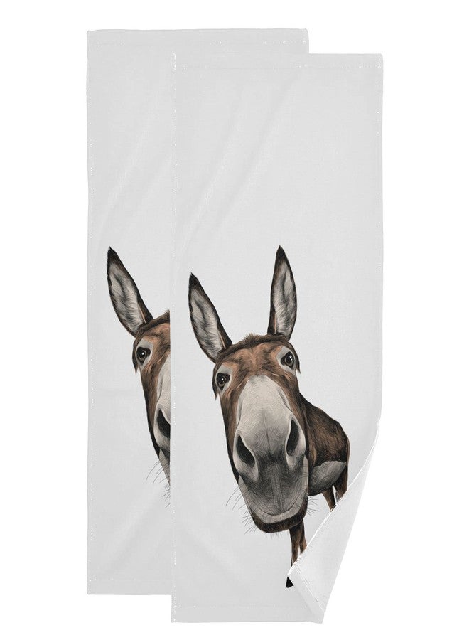 OTVEE Funny Donkey Animals 2 Pcs Towel Washcloth Hand Towel for Bathroom Decor - 28.3x14.4 inch - Image 1