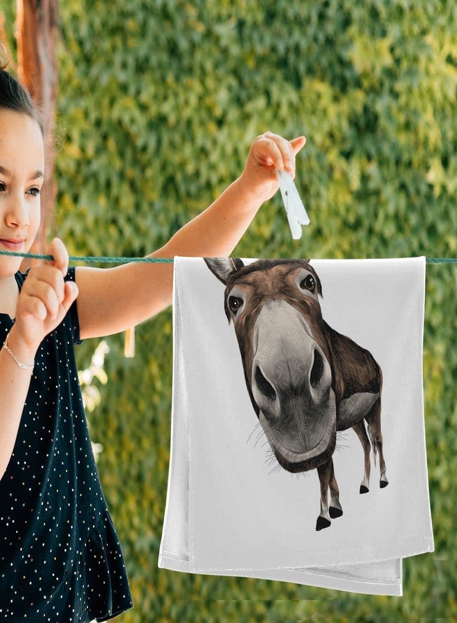OTVEE Funny Donkey Animals 2 Pcs Towel Washcloth Hand Towel for Bathroom Decor - 28.3x14.4 inch - Image 5