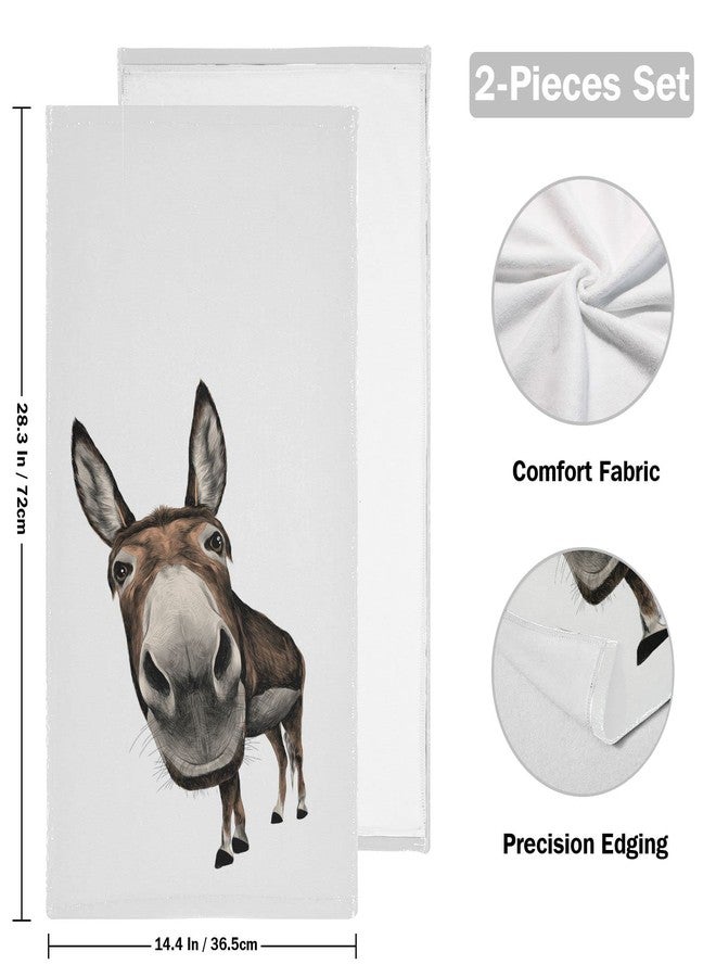 OTVEE Funny Donkey Animals 2 Pcs Towel Washcloth Hand Towel for Bathroom Decor - 28.3x14.4 inch - Image 2