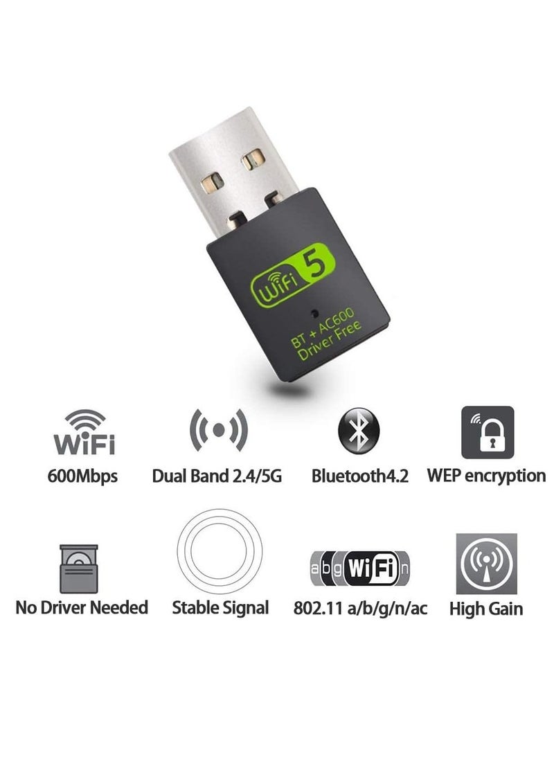 SYOSI USB WiFi Bluetooth Adapter 600Mbps Dual Band 2.4/5Ghz Wireless Network External Receiver Mini WiFi Dongle for PC/Laptop/Desktop  - Image 5