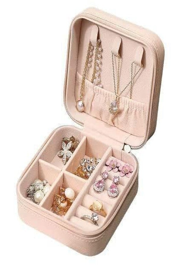 DS Enterprise* Jewellery Travel Small Storage Box PU Leather Cosmetics Case with Velvet lining for Rings Earrings Bracelets Necklace Mini Organizer for Women/Girls Gifts (Pink) - Image 3