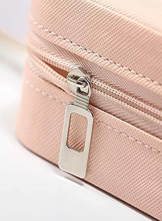 DS Enterprise* Jewellery Travel Small Storage Box PU Leather Cosmetics Case with Velvet lining for Rings Earrings Bracelets Necklace Mini Organizer for Women/Girls Gifts (Pink) - Image 5