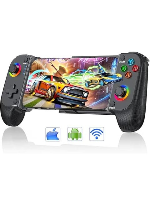 Wireless Hall Joystick Phone Controller for iPhone/Android with RGB Support for Xbox Game Pass, PlayStation, Steam Link, Call of Duty, Minecraft, Roblox, Cloud Android Controller.
