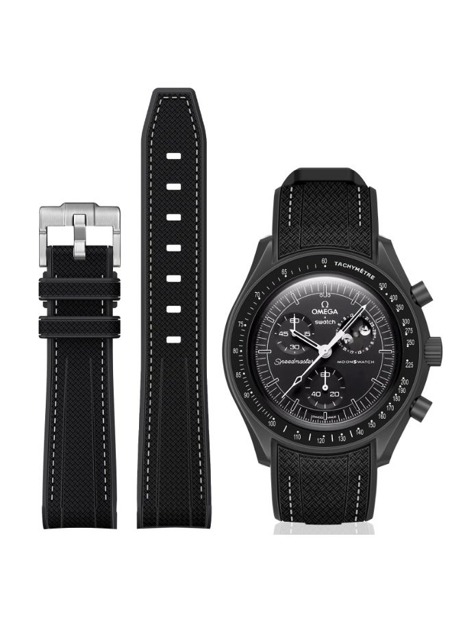 KISSUN Bands for Moonswatch Watch,Curved SIlicone Strap Compatible with Omega X Swatch 20mm Watch,Swatch Omega Moonswatch Speedmaster Watch Replacement No Gap Strap Men Women - Image 1
