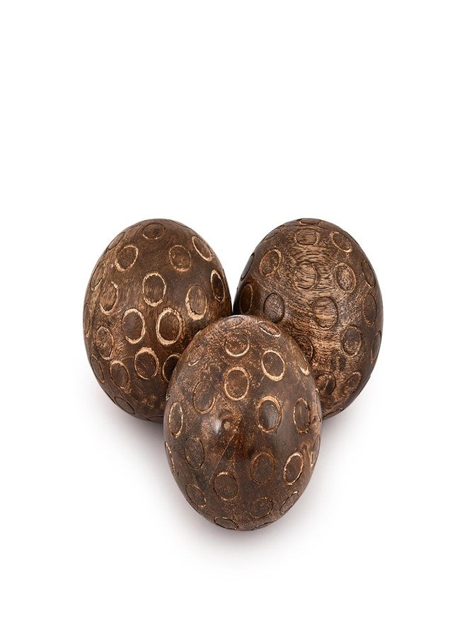 BHAVATU Decorative Balls Mango Wood Round Balls Set of 3 Individual Use Ideal for Use in Living, Dining Room Home Décor (3" x 3" x 3"), (Set of 3) - Image 1