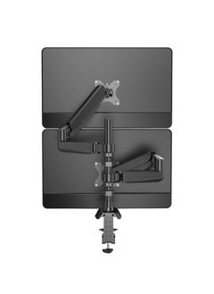 FlashHawk Dual Monitor Arms Mount for 17 to 27 inch Screens,Pneumatic Height Adjustment, Dual Single Monitor support,Full Articulating Tilt, Swivel with Desk C-clamp and Grommet Option  - Image 2