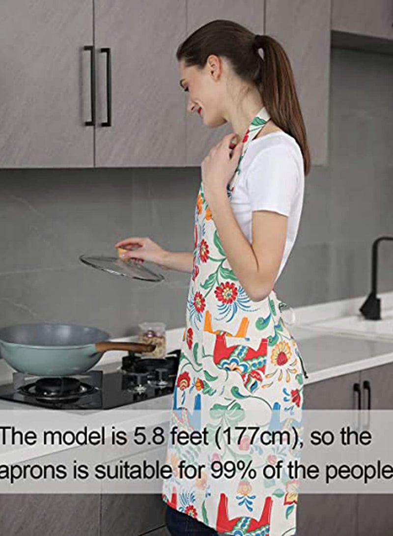 SOLARAE 3 Pcs Cooking kitchen Baking Aprons for Women with 2 Pockets Vintage Cotton Linen for Cooking Grill and Baking - Image 4