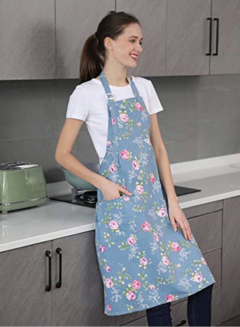 SOLARAE 3 Pcs Cooking kitchen Baking Aprons for Women with 2 Pockets Vintage Cotton Linen for Cooking Grill and Baking - Image 2