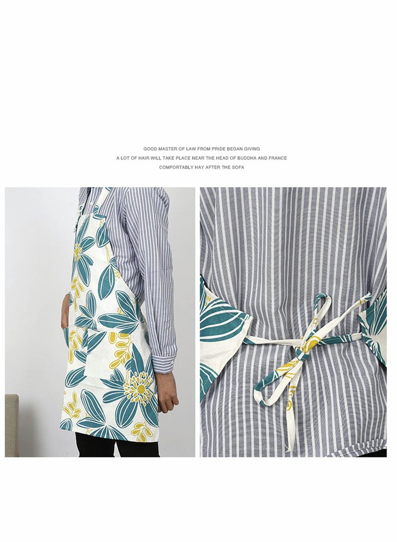 SOLARAE 3 Pcs Cooking kitchen Baking Aprons for Women with 2 Pockets Vintage Cotton Linen for Cooking Grill and Baking - Image 5