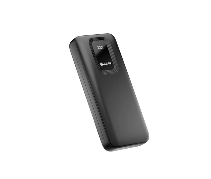 رونين باور بانك رونين فورج R-4020 سعة 10000 مللي أمبير - شحن سريع 22.5 واط - تقنية PD - مخرج USB و Type-C - شاشة رقمية - نحيف وخفيف - مدخل مزدوج - للايفون والاندرويد والسماعات - أسود - Image 1