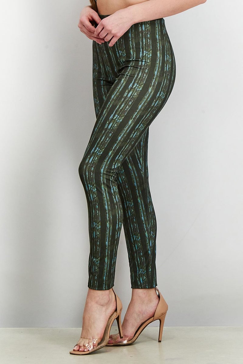 NA-KD Women Full Length Printed Leggings, Green Wood - Image 3