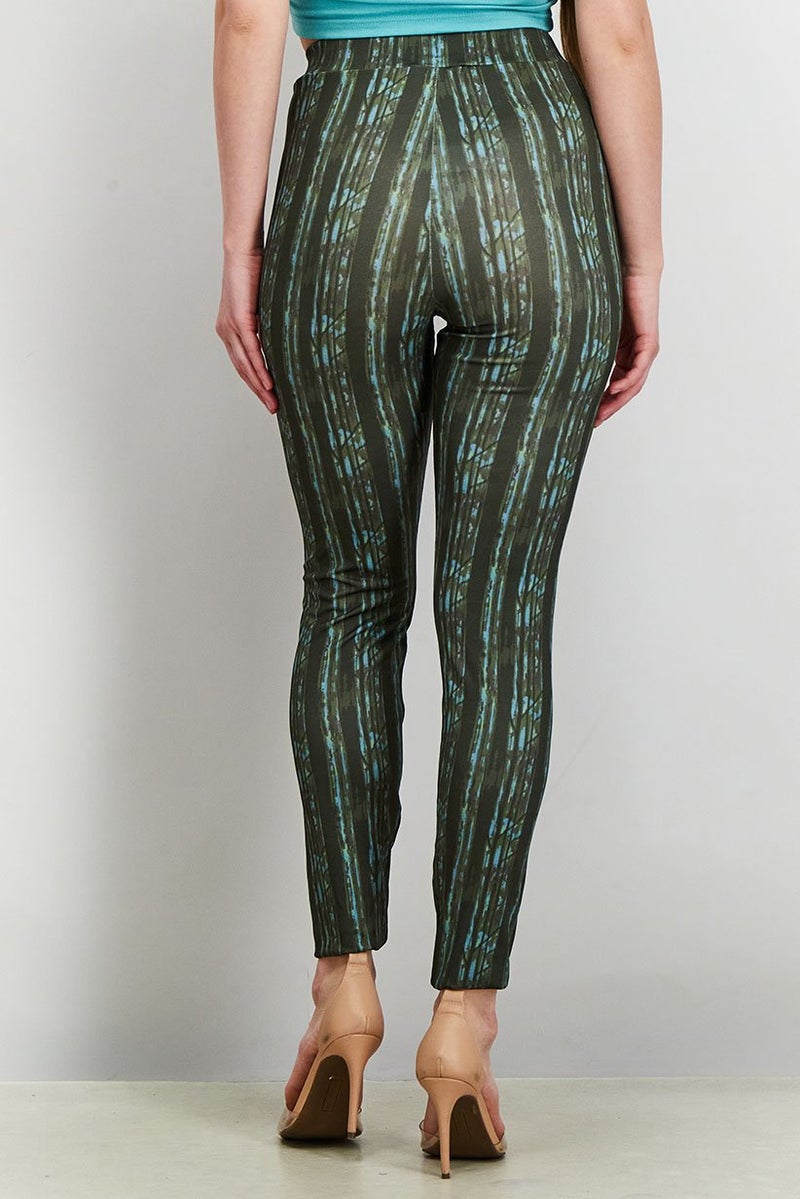 NA-KD Women Full Length Printed Leggings, Green Wood - Image 4