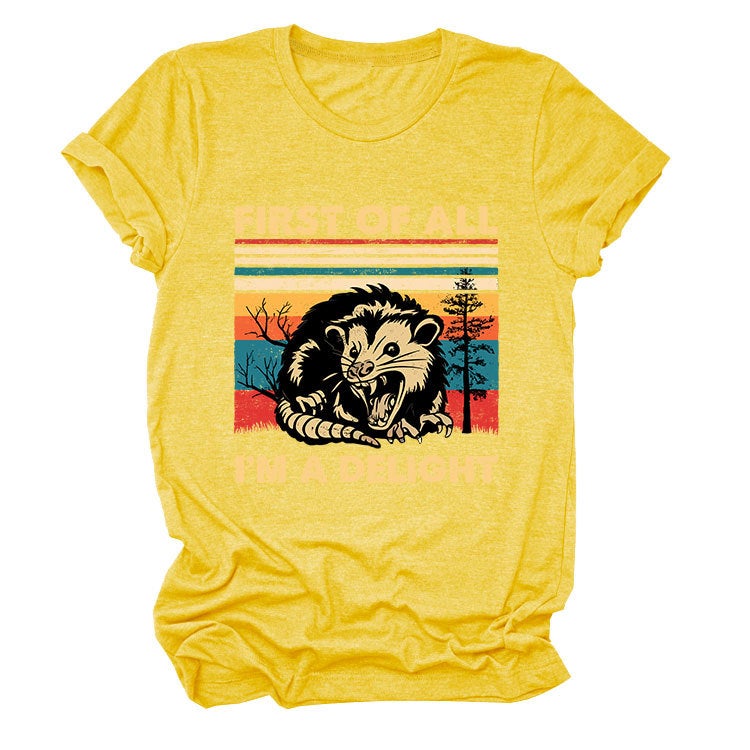 Fun Round Neck Short Sleeve First Of All I'M A Delight Summer Comfortable T-Shirt - Image 1