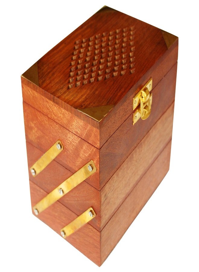 ات او اس 365 صندوق مجوهرات خشبي مصنوع يدويًا من ITOS365 للنساء، منظم مجوهرات، منحوت يدويًا بنقوش جالي، هدية مثالية. - Image 1