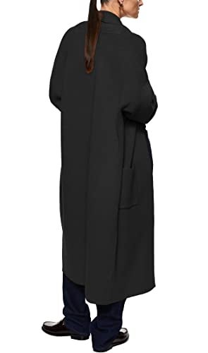 Fazortev Womens Long Sleeve Maxi Cardigan Open Front Oversized Knitted Sweater Coat Casual Lapel Warm Overcoat with Pockets Black - Image 3
