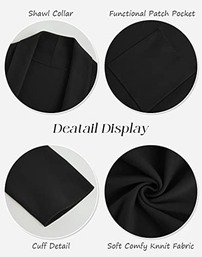 Fazortev Womens Long Sleeve Maxi Cardigan Open Front Oversized Knitted Sweater Coat Casual Lapel Warm Overcoat with Pockets Black - Image 5