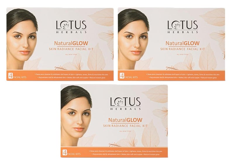 LOTUS HERBALS Lotus Herbals Natural Glow Skin Radiance Single Facial Kit50g Pack of 3  - Image 1