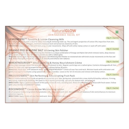 LOTUS HERBALS Lotus Herbals Natural Glow Skin Radiance Single Facial Kit50g Pack of 3  - Image 2