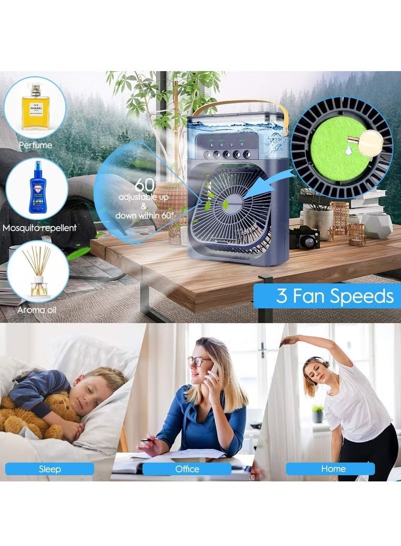 Portable Air Cooler Fan with USB Rechargeable Cooling, Humidifier & LED Night Light – Mini Personal Air Conditioner for Home, Office, Bedroom, Travel & Outdoor Use, Quiet Energy Saving Design - Image 2