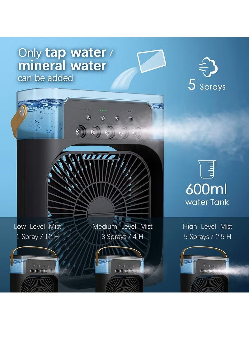 Portable Air Cooler Fan with USB Rechargeable Cooling, Humidifier & LED Night Light – Mini Personal Air Conditioner for Home, Office, Bedroom, Travel & Outdoor Use, Quiet Energy Saving Design - Image 3