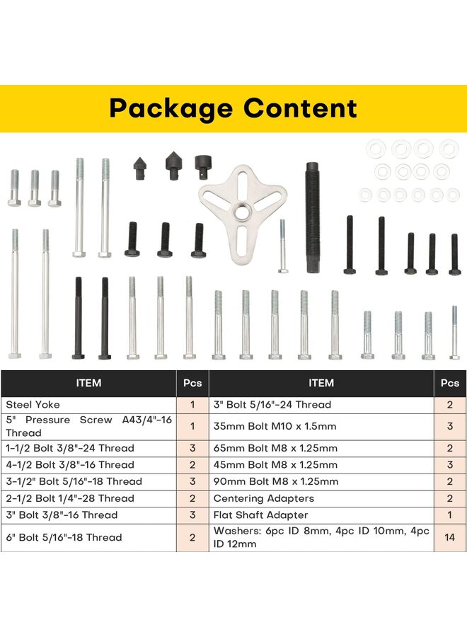 مجموعة أدوات سحب موازنة التوافقيات | مجموعة أدوات تثبيت سحّاب بكرة التوجيه المعزز (46 قطعة)، مزيل دولاب الموازنة، مزيل بكرة العمود المرفقي، طقم سحب عجلة القيادة - Image 2