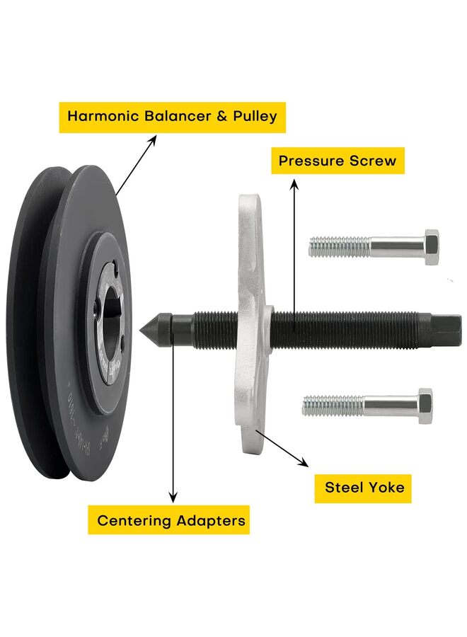 مجموعة أدوات سحب موازنة التوافقيات | مجموعة أدوات تثبيت سحّاب بكرة التوجيه المعزز (46 قطعة)، مزيل دولاب الموازنة، مزيل بكرة العمود المرفقي، طقم سحب عجلة القيادة - Image 4