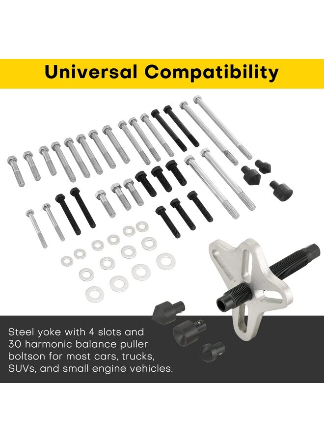 مجموعة أدوات سحب موازنة التوافقيات | مجموعة أدوات تثبيت سحّاب بكرة التوجيه المعزز (46 قطعة)، مزيل دولاب الموازنة، مزيل بكرة العمود المرفقي، طقم سحب عجلة القيادة - Image 5