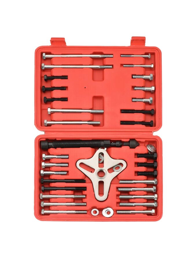 مجموعة أدوات سحب موازنة التوافقيات | مجموعة أدوات تثبيت سحّاب بكرة التوجيه المعزز (46 قطعة)، مزيل دولاب الموازنة، مزيل بكرة العمود المرفقي، طقم سحب عجلة القيادة - Image 1