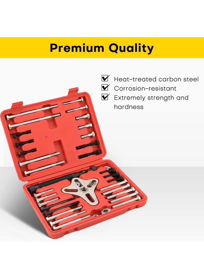 مجموعة أدوات سحب موازنة التوافقيات | مجموعة أدوات تثبيت سحّاب بكرة التوجيه المعزز (46 قطعة)، مزيل دولاب الموازنة، مزيل بكرة العمود المرفقي، طقم سحب عجلة القيادة - Image 3