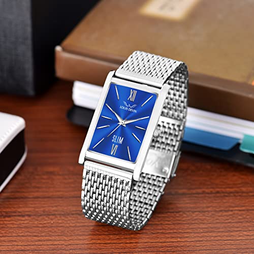 LOUIS DEVIN Stainless Steel Chain Analog Wrist Watch for Men (Blue Dial) | LD-WT052-BLU-CH - Image 4