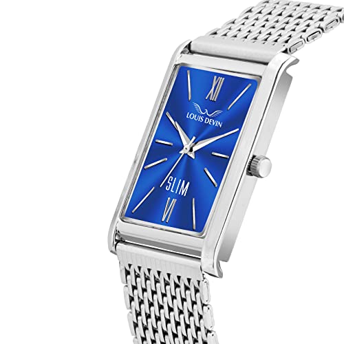 LOUIS DEVIN Stainless Steel Chain Analog Wrist Watch for Men (Blue Dial) | LD-WT052-BLU-CH - Image 2