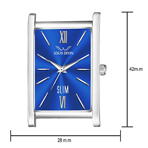 LOUIS DEVIN Stainless Steel Chain Analog Wrist Watch for Men (Blue Dial) | LD-WT052-BLU-CH - Image 5