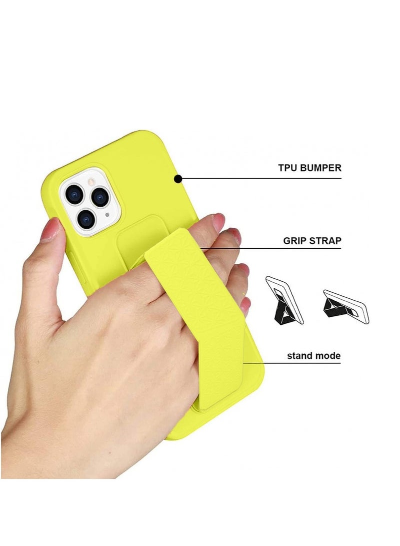 Techie غطاء سيليكون ناعم وسلس مع مقبض يد مغناطيسي وآلية داخلية من الألياف الدقيقة لجهاز آبل آيفون 14 برو - أصفر - Image 5