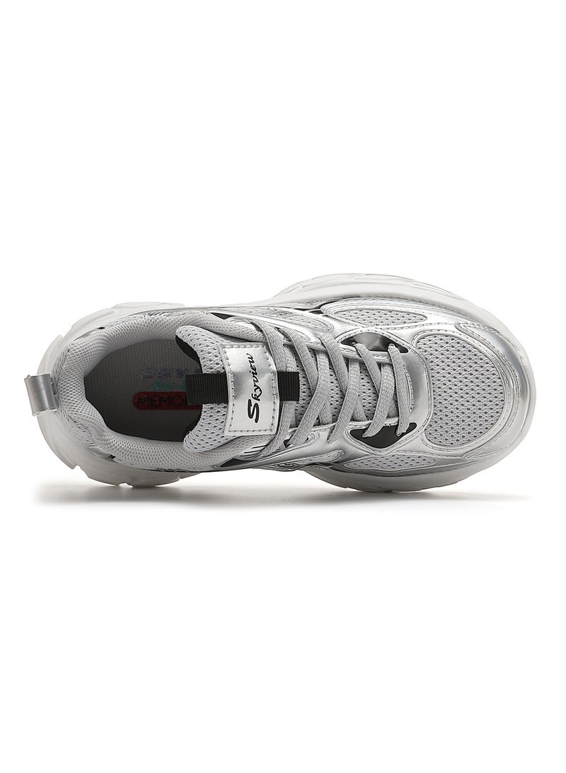 Sky View Boys Girls Shoes Kids Sneakers Tennis Running Shoes Lace-up Unisex Lightweight Breathable Walking Shoes High Quality Glossy Material Fashin Sports Shoes For Children's - Image 5