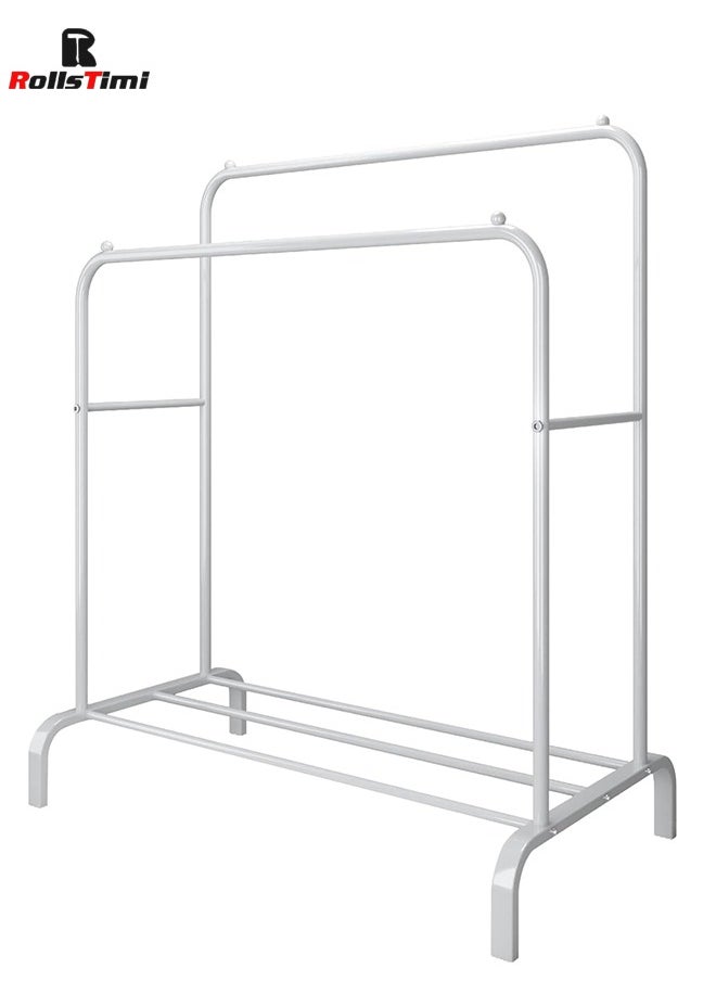 RollsTimi  Freestanding Hanger Double Pole Multi-functional Bedroom Clothing Rack, White 110x54x150cm  - Image 3