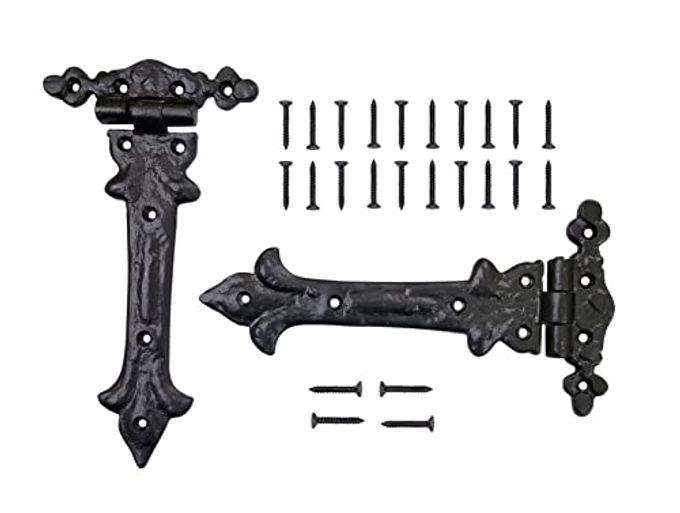 Adonai Hardware Adonijah Antique Cast Iron Strap T Hinge (7.9" x 2 Pack, Matte Black) for Barn Doors, Gates, Kitchen Cabinets, Sheds, Wooden Box, Furniture, Cedar Chest and Trunks - Image 1